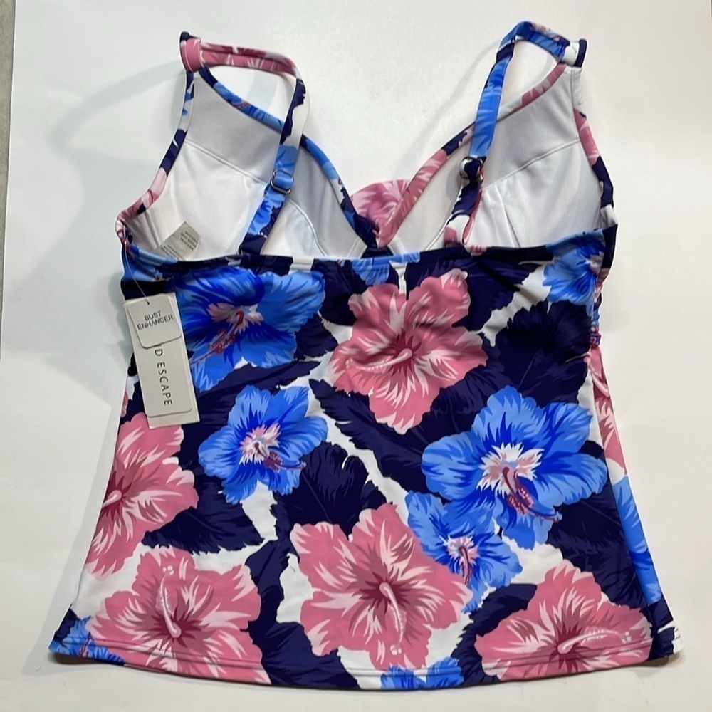 Island Escape Womens Tankini Swim Top Floral Print Bust Enhancer Size 8 NWT - Picture 2 of 5